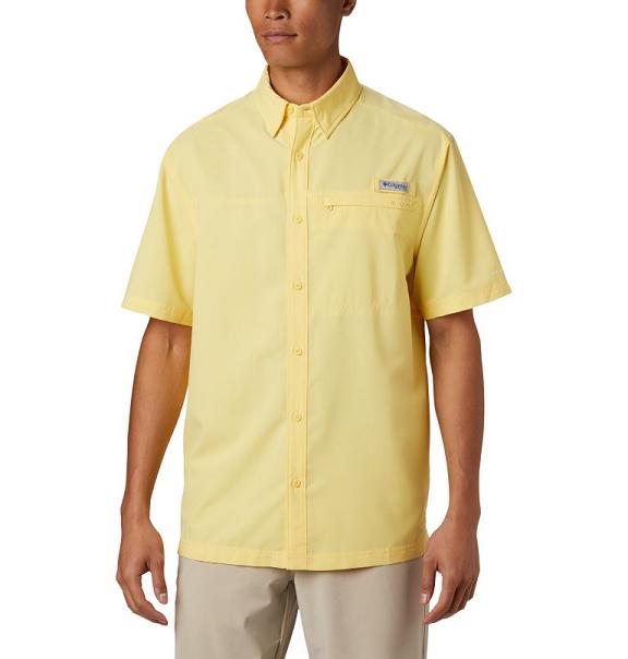 Columbia PFG Grander Marlin Shirts Yellow For Men's NZ79864 New Zealand